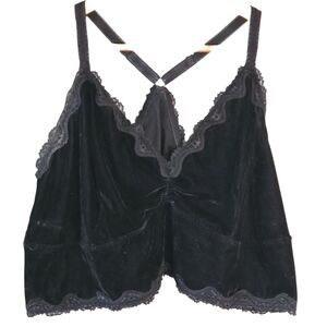 Torrid Black Velvet Lace Trim Camisole Goth Witchy Tank Racerback